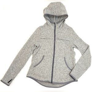 Girls Size 14 Ivivva Heather Gray Knit Hooded Zip Up Jacket Fleece Lined